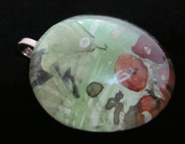 Image of Abstract and Red - Upcycled Glass Cabochon Pendant