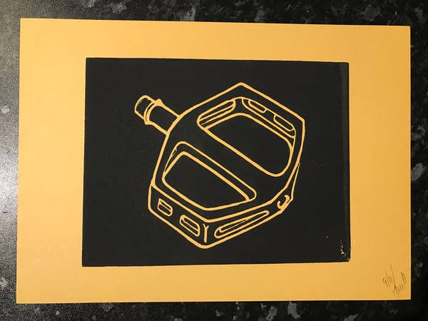 Image of Mountain Bike Flat Pedal Lino Print