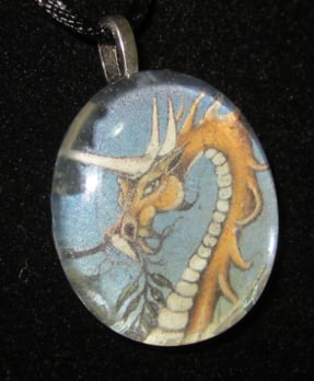 Image of Gold Dragon - Upcycled Glass Cabochon Pendant