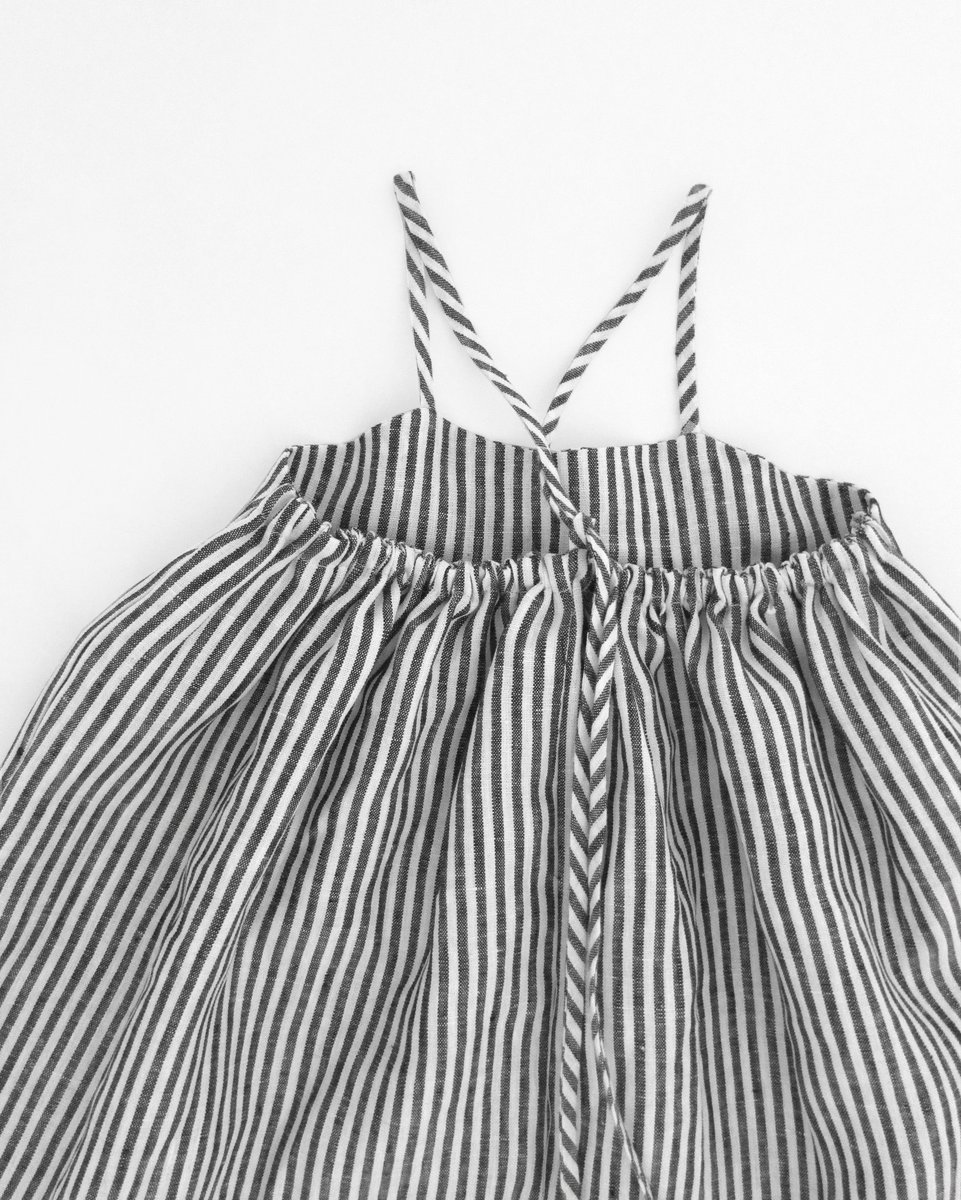 field romper- ticker stripe