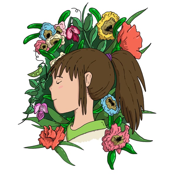 Image of Chihiro Among Flowers print