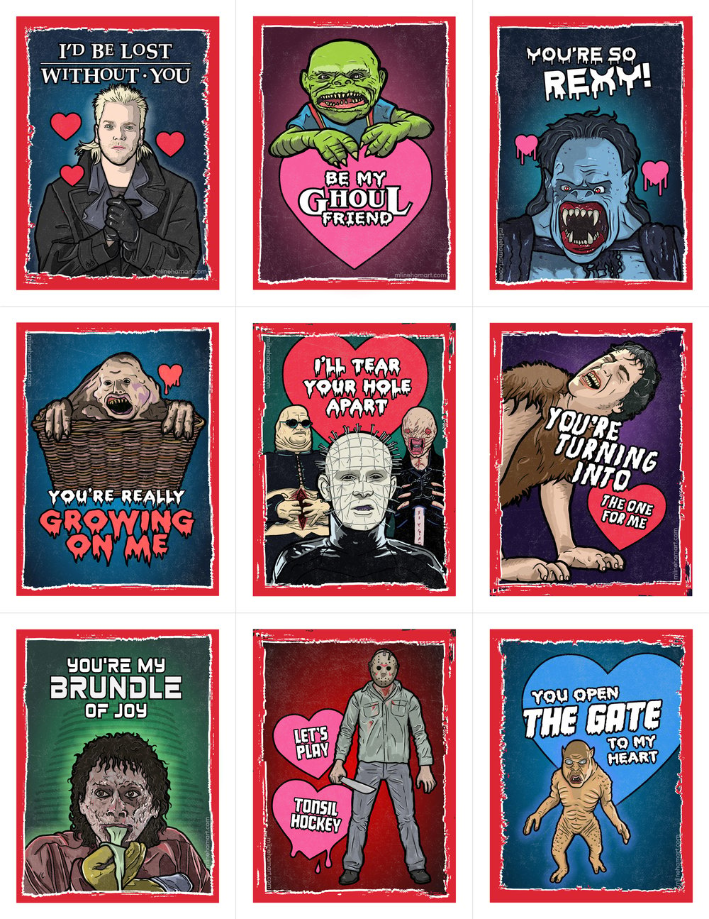 80's Horror Valentine's Day Card Pack (2017)