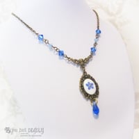 Image 4 of Forget-me-not Flower Beaded Victoriana Cameo Necklace