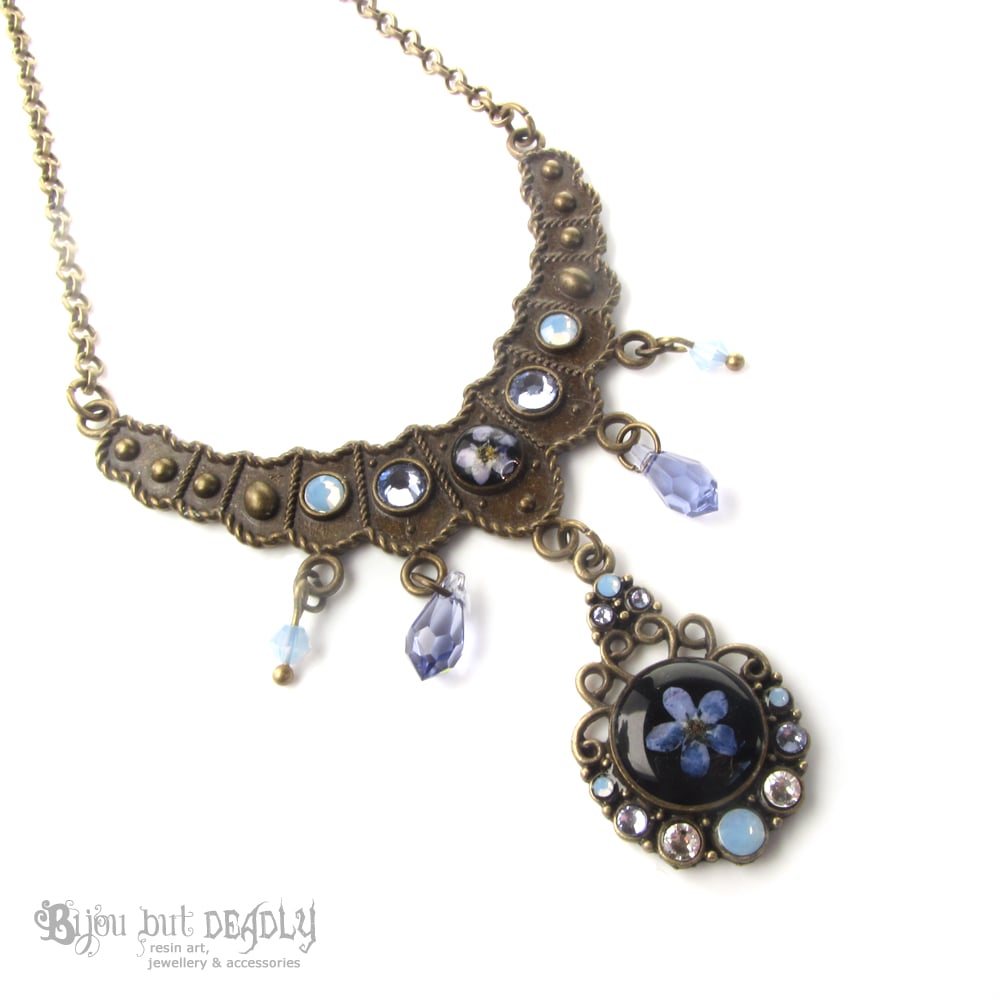 Forget-me-not Crystal Drop Necklace