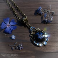 Image 2 of Forget-me-not Single Pressed Flower Cameo Pendant