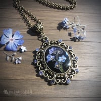 Image 1 of Forget-me-not Pressed Flower Posy Pendant
