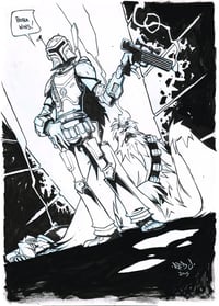 ORIGINAL ART Star Wars Boba Fett Wins