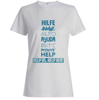 Image of HELP in Every Language T-shirt Blue