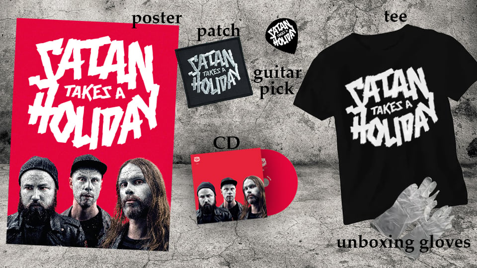Image of Satan Takes A Holiday - The Super Great Satan Pack (CD/Shirt/Signed Poster/Patch/Guitar Pick/Gloves)