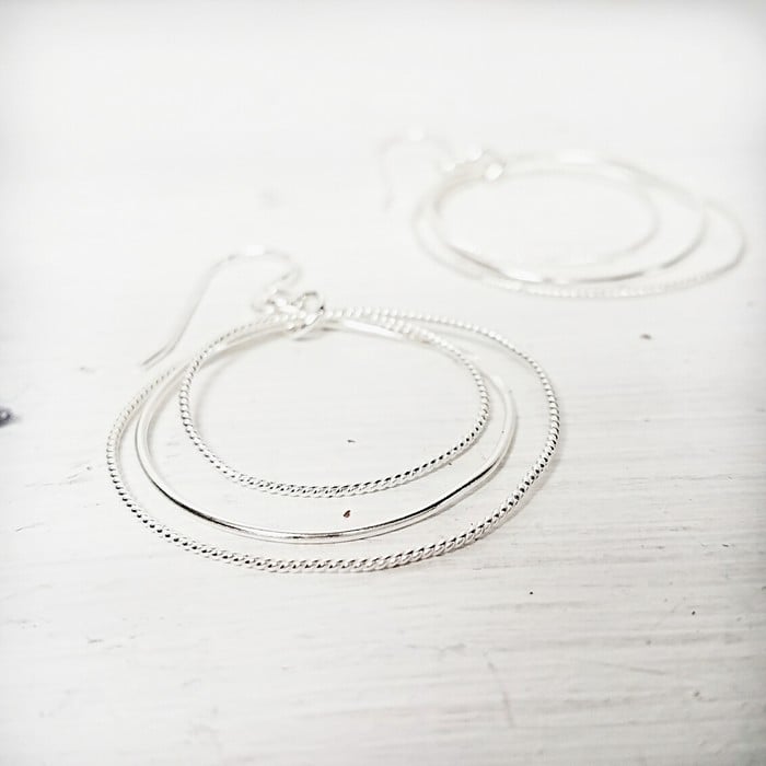 Image of Illusion hiking hoops in sterling silver
