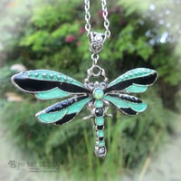 Image 1 of Dragonfly Enamel & Crystal Necklace