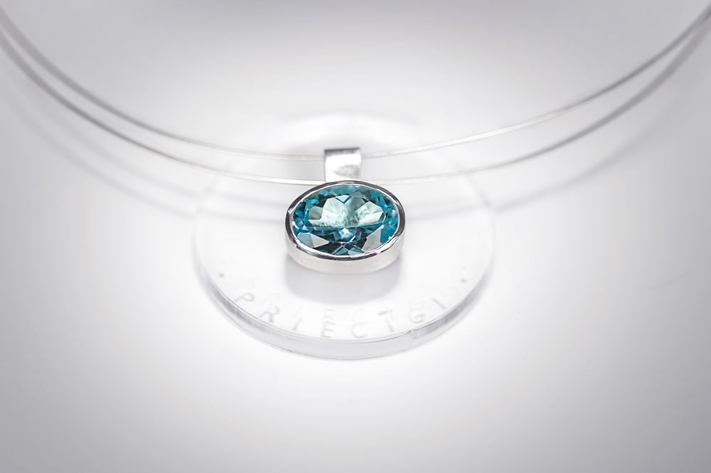 Image of "Joyful" silver pendant with blue topaz  · PER GAUDIUM ·