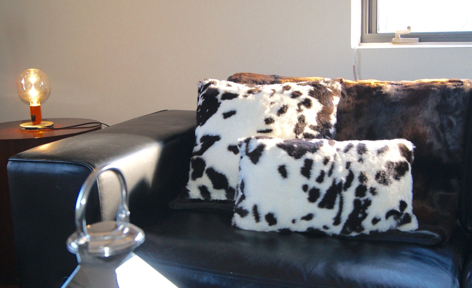 Image of  Jolly Brown White Faux Cowhide Pillow