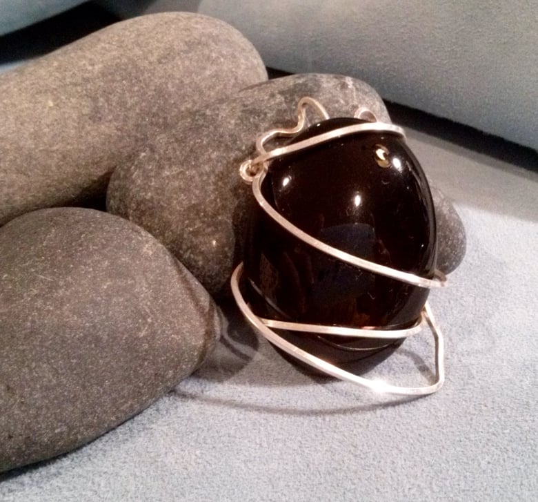 Image of Sterling Silver Wire Wrapped Onyx Amulet