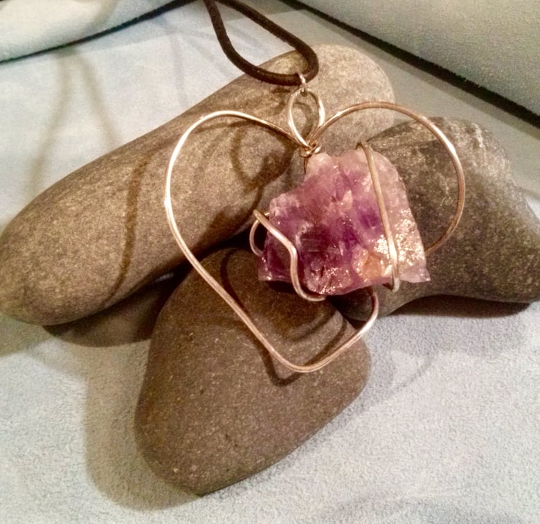 Image of Sterling Silver Wire Wrapped Amethyst Amulet