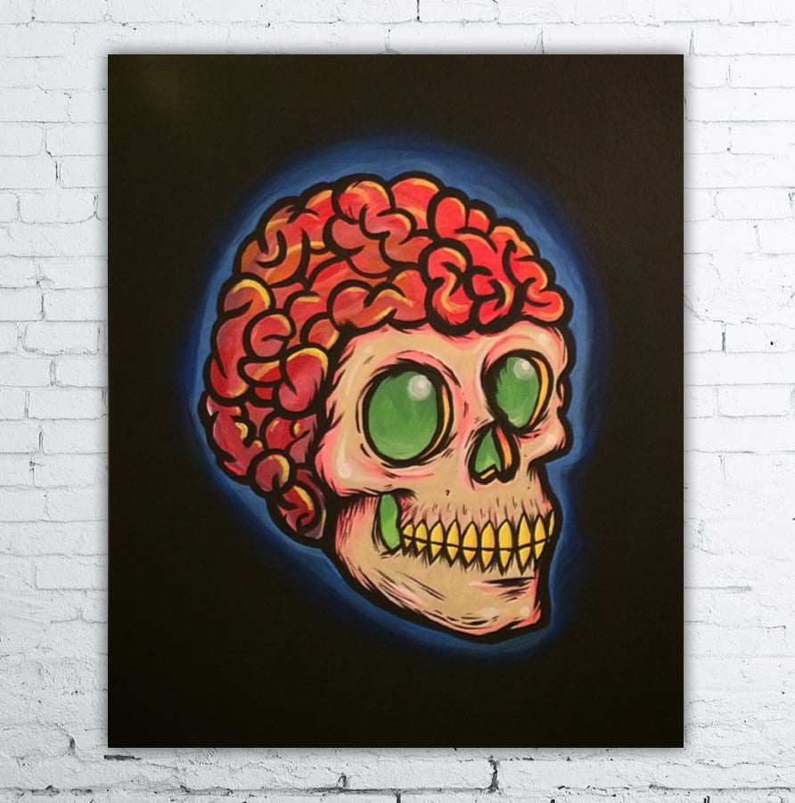 Image of Brain & Skull painting 20 x 24