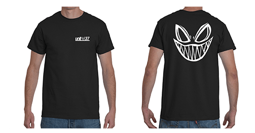 Image of Unit 37 Drum and Bass T-shirt - Breast and Back - Black 