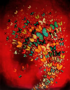 Image of Lily Greenwood Giclée Print - Butterflies on Crimson - 11"x 14" (Open Edition)