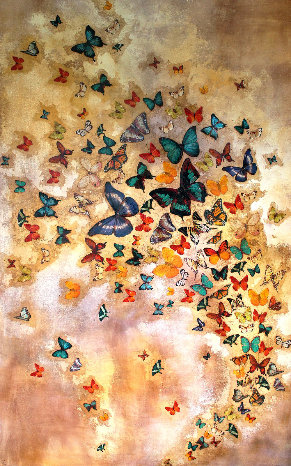 Lily Greenwood Giclée Print - Butterflies on Ochre - 10"x 16" (Open