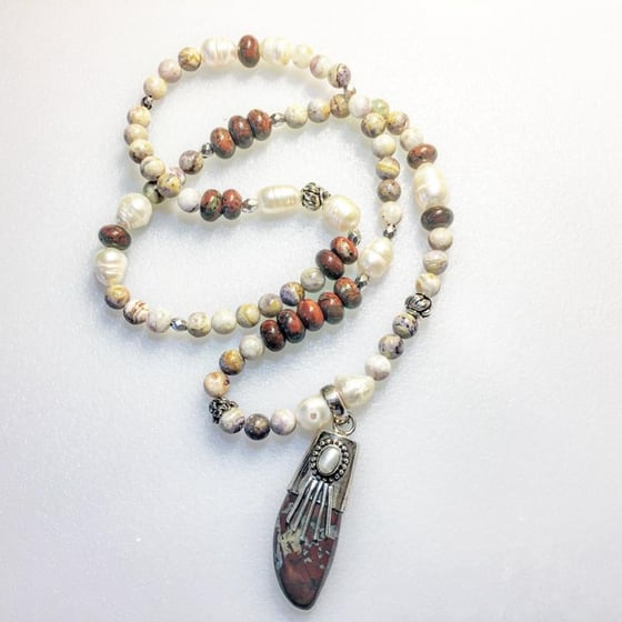 Image of For Goddess Michele ~Grounding with flow in your True Purpose/ Jasper, Chrysanthemum & Pearl