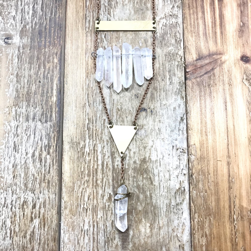 Image of Crystal Cluster With Hanging Crystal Pendant