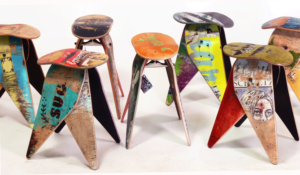 Image of The Original Deckstool - 18" Recycled Skateboard Stool - Built-to-order and Free Shipping