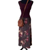 Image 1 of Vintage 90s Moody Brown Floral Maxi Skirt - Size 10 Made in Italy 