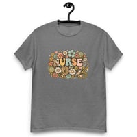 Image 11 of Unisex classic tee, Nurse Retro T-Shirt | Vintage Floral Nurse Graphic Tee