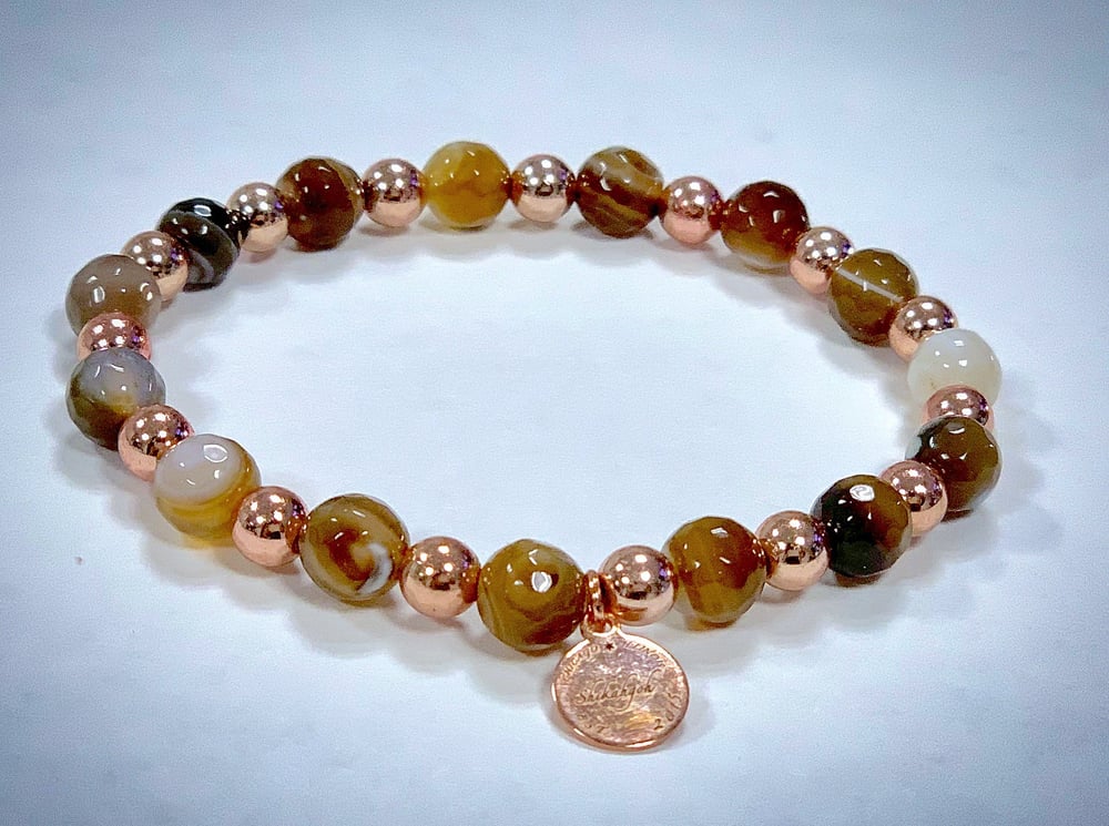 Image of Fire agate x Rose gold hematite bracelet 