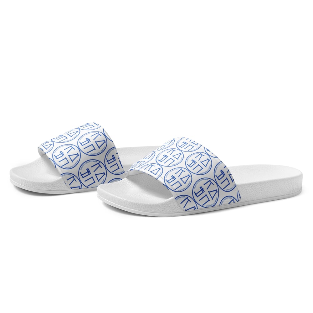 Image of KASHONLY PATTERN MEN'S SLIDES-WHITE