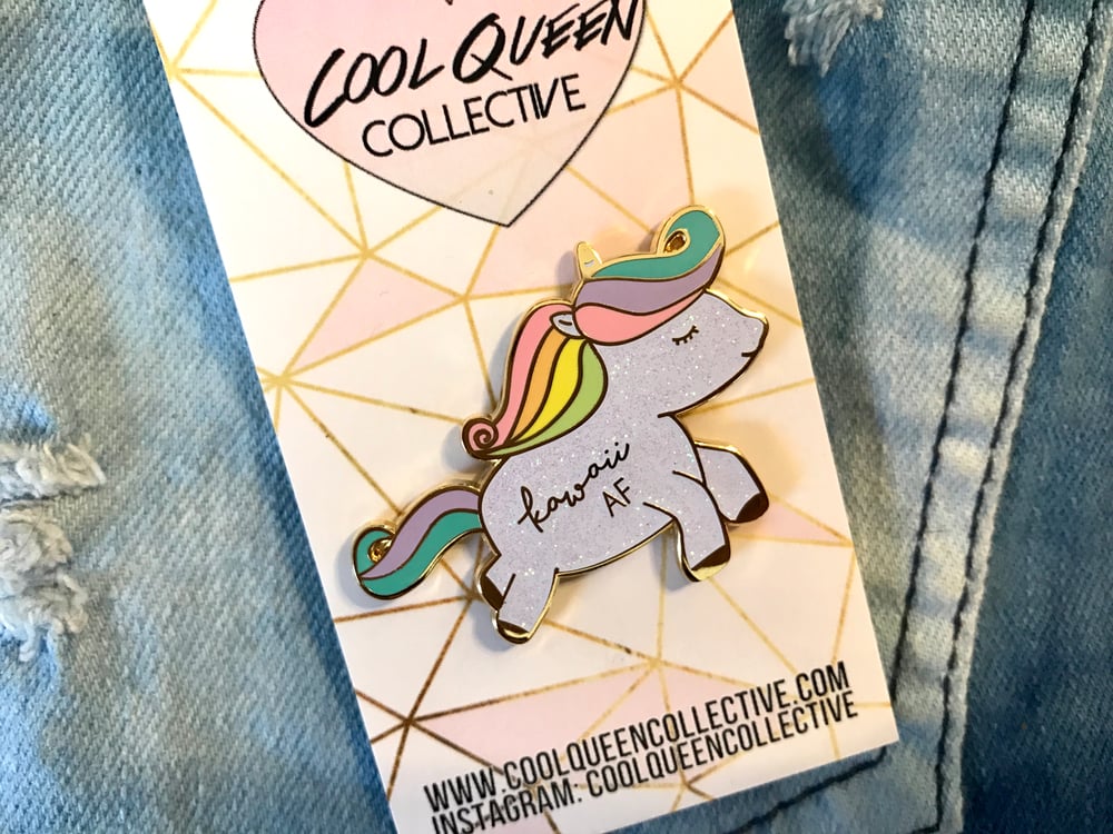 Image of Kawaii AF Glitter Unicorn Enamel Pin