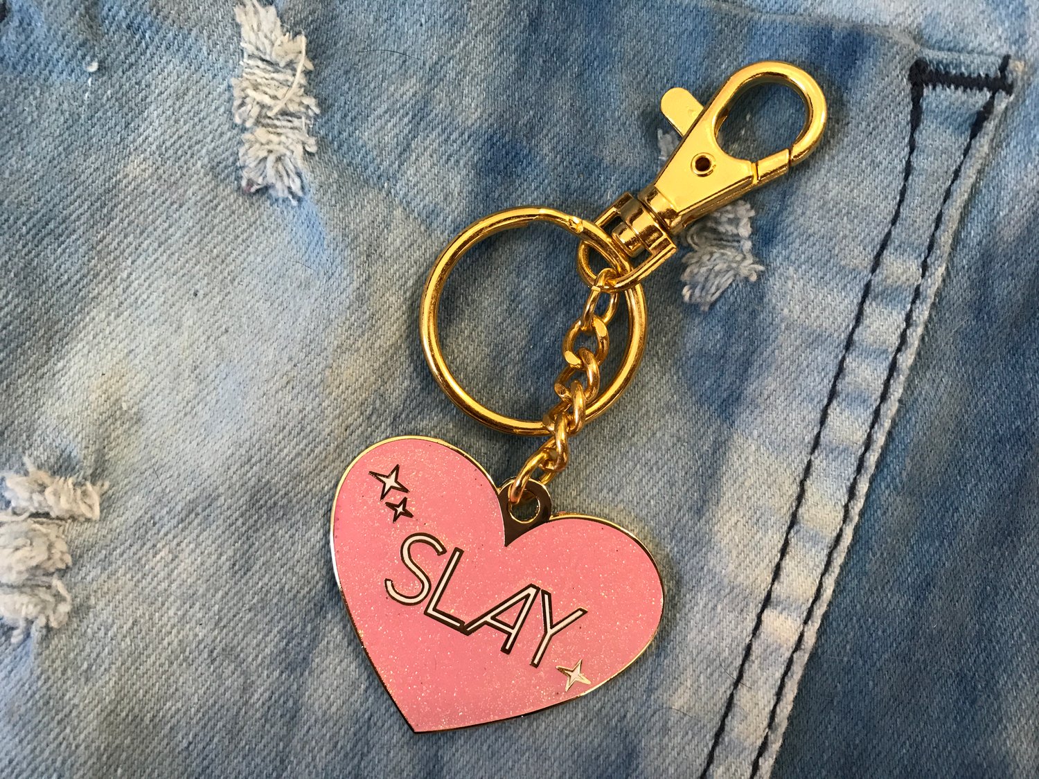 Image of Slay Heart Glitter Bag Charm/Keychain