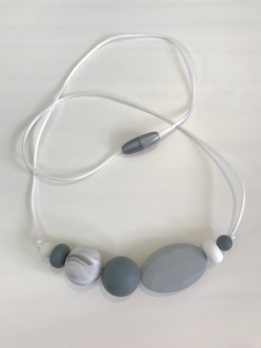 Image of 'Grayscale' Sensory Silicone Bead Necklace (BPA free)