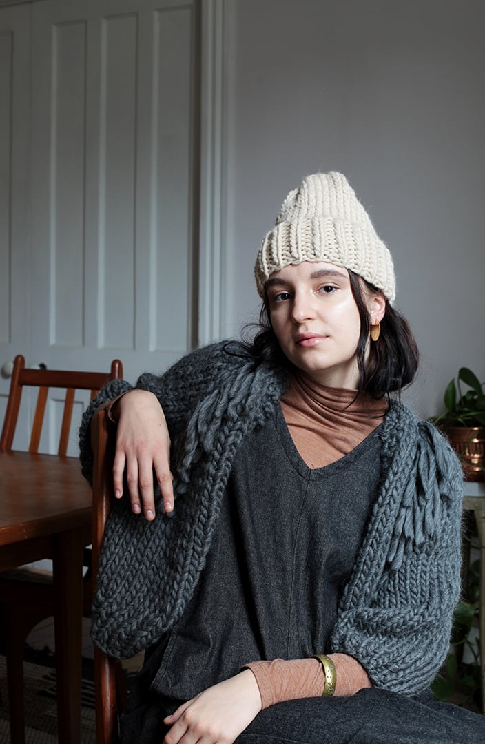 Image of Perth Chunky Cardigan  w/ Fringe - Peruvian wool (shown in Charcoal- more colours)