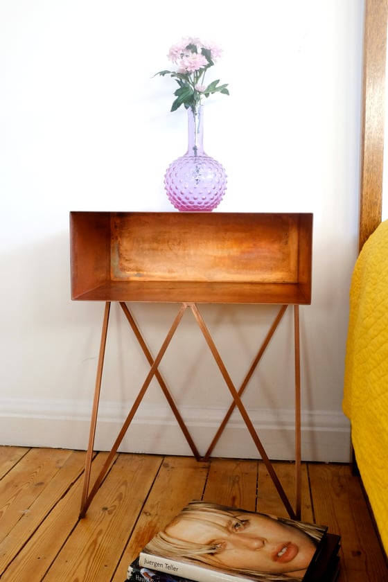 Image of Robot side table in oxidised copper