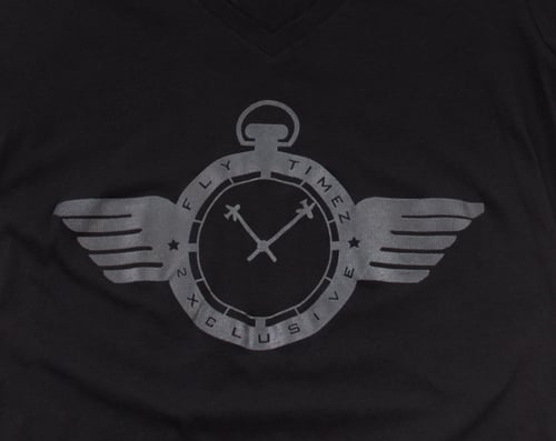 Image of WOMENS FlyTimez "Official" Logo V-Neck Tee (Black/Black)