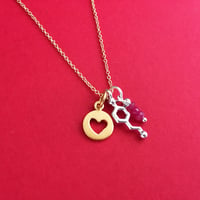 Image 1 of tiny dopamine heart ruby necklace