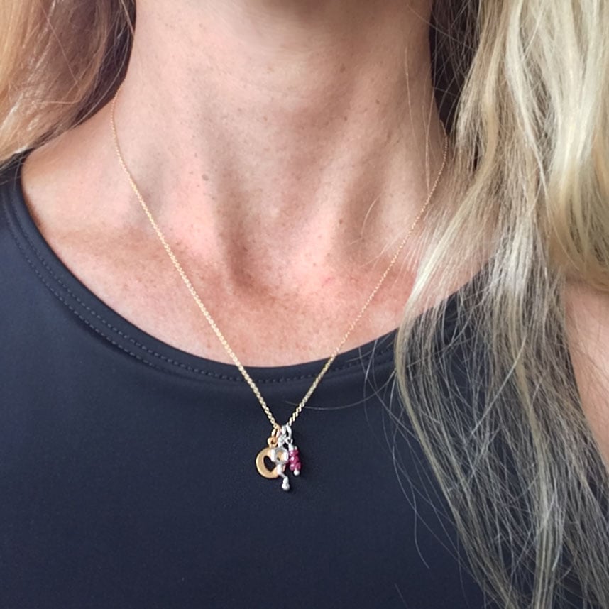 Image of tiny dopamine heart ruby necklace