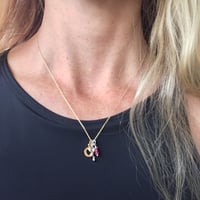 Image 4 of tiny dopamine heart ruby necklace