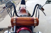 Image 4 of Custom Hand Tooled Leather Motorcycle Fork Bag. Your image/design or idea