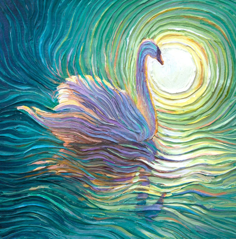 Image of White Swan Energy Painting - Giclee Print