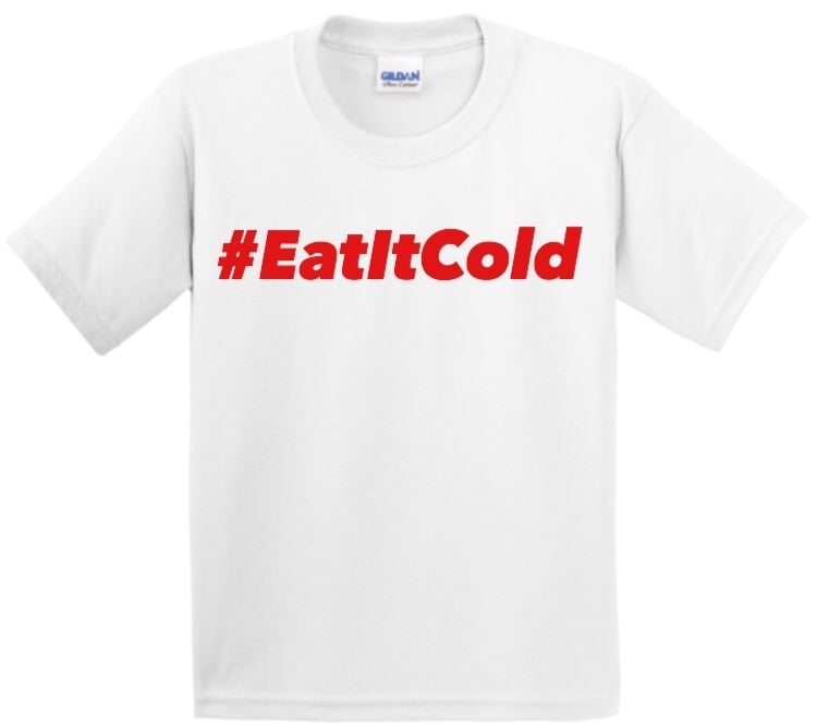 Image of #EatItCold By Pookie Jr White T-Shirt (Red)