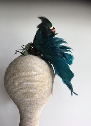 Image of Teal  parrot headpiece