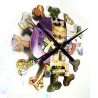Image 2 of Giant 20" Skull and Bones Skateboard Wall Clock.