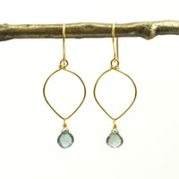 Image 2 of Moss aquamarine earrings lotus loop v2 14kt gold-filled March birthstone