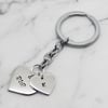 Personalised Double Love Heart Sterling Silver Key Chain