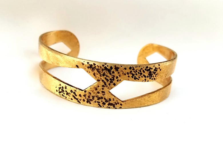Image of Gold & Brown Oxidized Rustic Textured Cuff