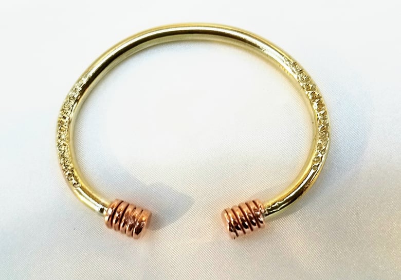 Image of Brass & Copper Coiled Mens Bangle 