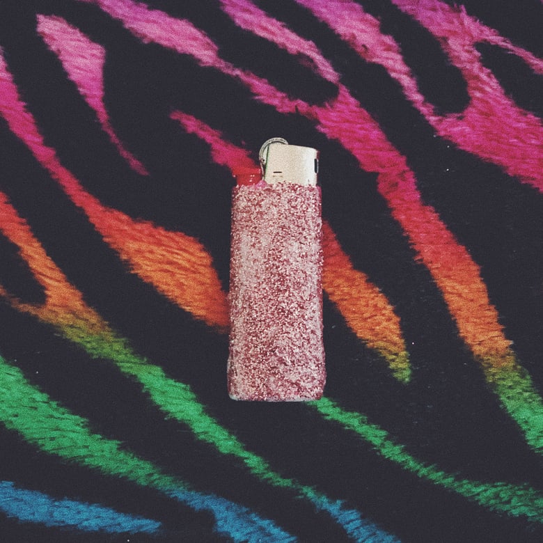 Image of  the handmade glitter prince$$ lighter (light pink)