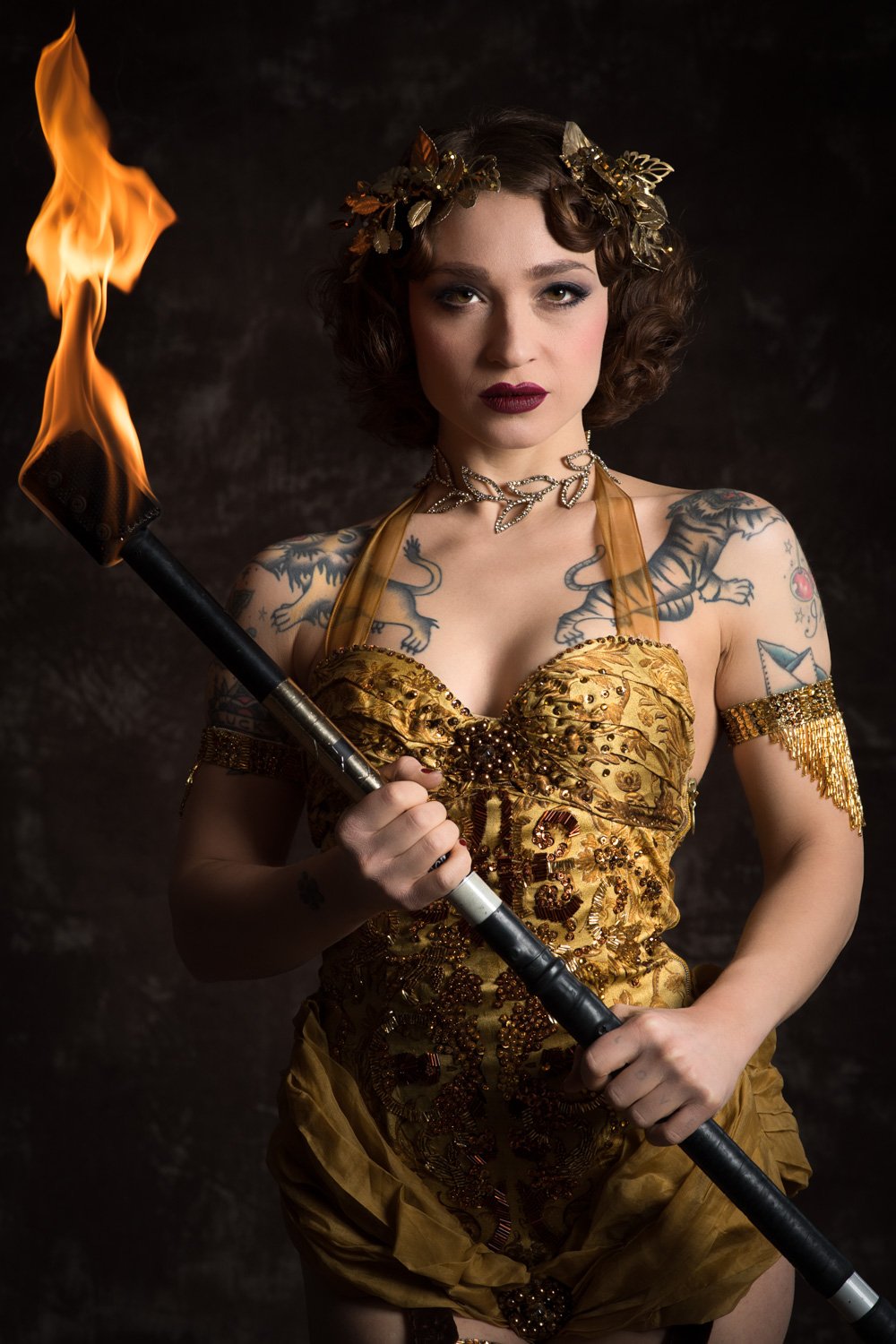 Image of Janet Fischietto as "The Fire Goddess"